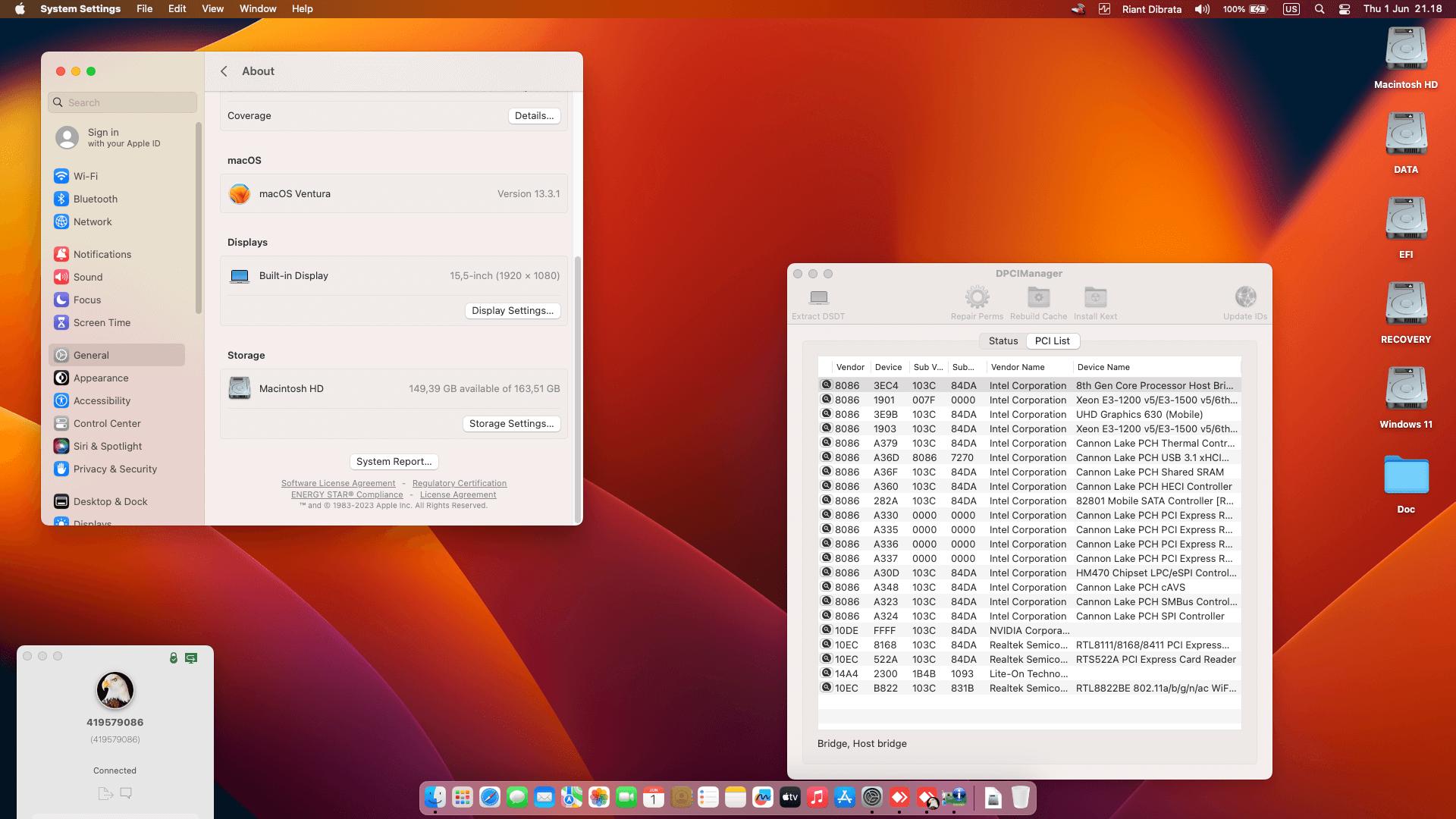 HP Omen 15 DC0020NR [CoffeeLake   Intel UHD 630 + PS2 SMBUS]   OpenCore 1